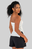 Blusa strapless con abertura a un costado