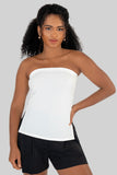 Blusa strapless con abertura a un costado