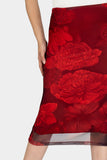 Falda midi de mesh con flores