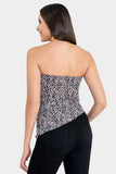 Blusa strapless asimetrica