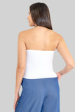 Blusa strapless con nudo en escote
