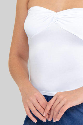 Blusa strapless con nudo en escote