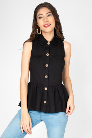 Blusa sin mangas con olan