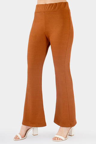 Pantalón acanalado de tiro alto acampanado