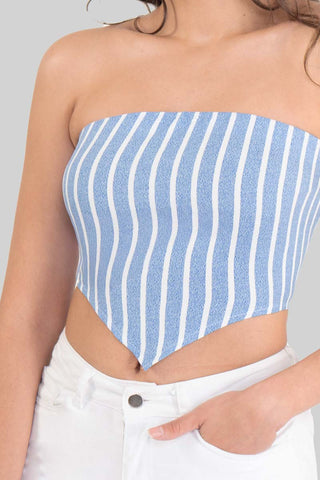 Blusa strapless a rayas