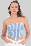 Blusa strapless a rayas