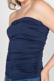 Playera strapless con plisado