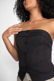 Blusa strapless con botones