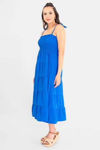 Vestido midi con olanes