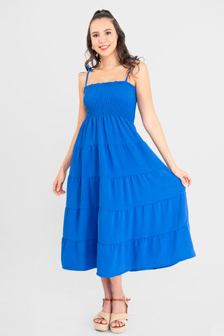 Vestido midi con olanes