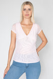 Blusa de manga corta con escote en v