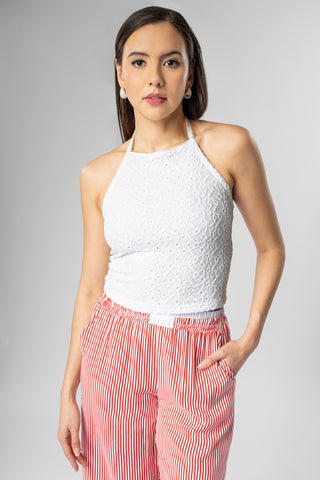Blusa crop con escote halter