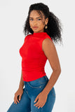 Playera sin mangas de cuello alto