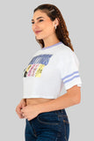 Playera crop de manga corta con estampado