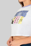 Playera crop de manga corta con estampado