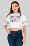 Playera crop de manga corta con estampado