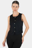 Blusa sin mangas con botones