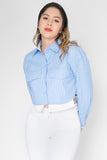Camisa crop de manga larga a rayas