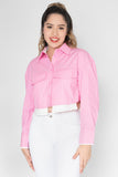 Camisa crop de manga larga a rayas