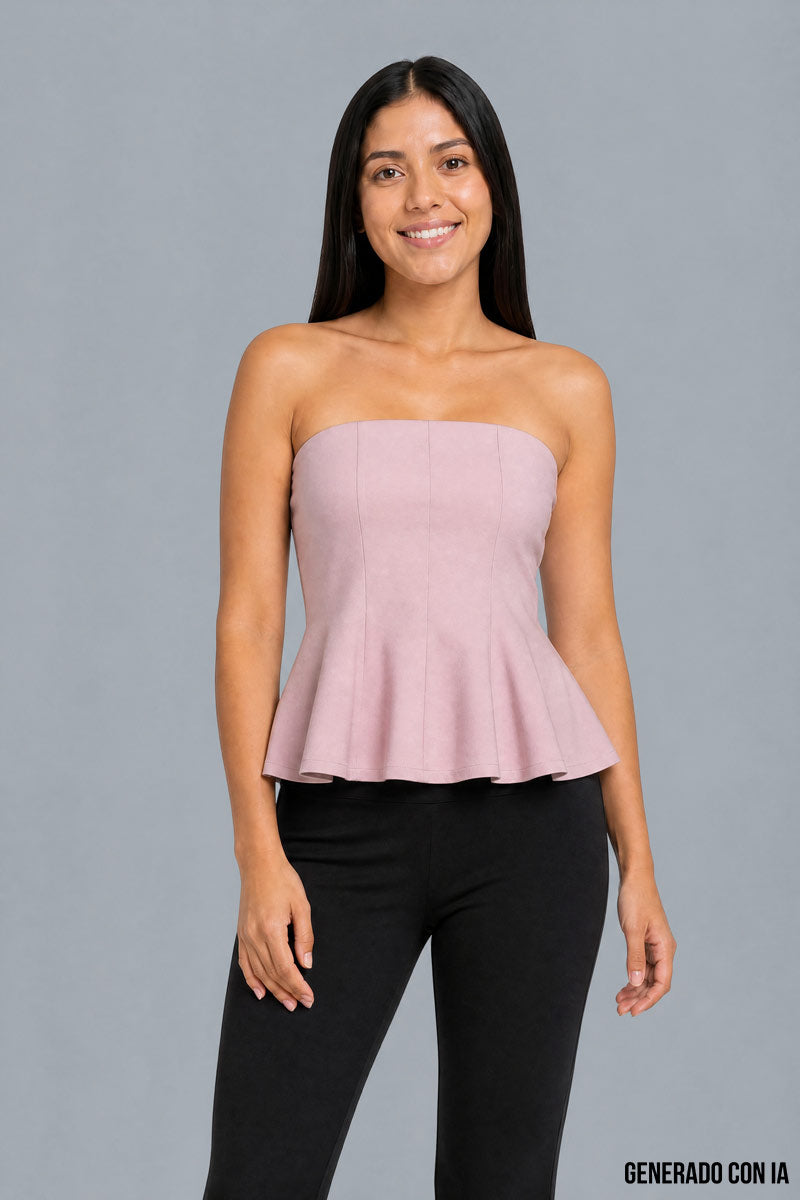 Blusa strapless con peplum