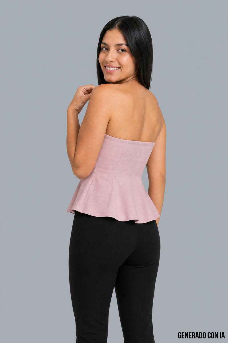 Blusa strapless con peplum