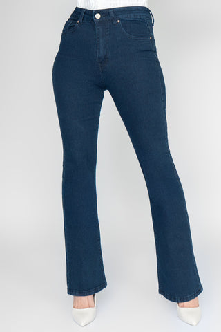 Jeans tiro alto corte campana