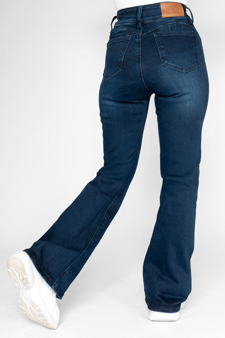 Jeans tiro alto corte campana