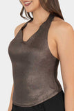 Blusa halter en tonos metalicos