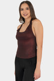 Blusa halter en tonos metalicos