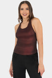 Blusa halter en tonos metalicos