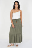 Falda maxi con olanes