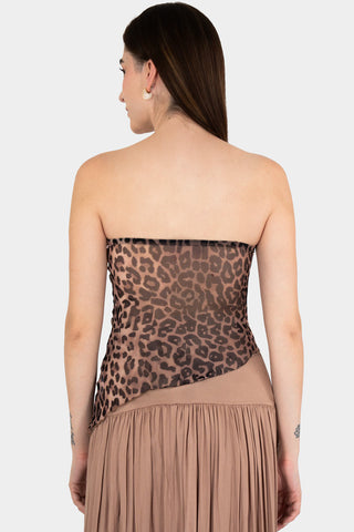 Blusa strapless asimétrica