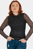 Blusa de manga larga con cuello alto