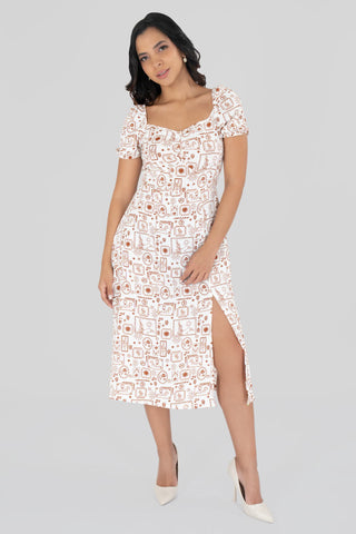 Vestido de manga corta con abertura