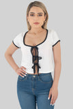 Blusa de manga corta con amarres delanteros