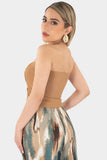 Playera strapless con estampado