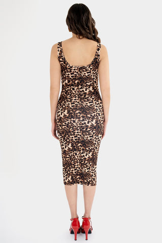 Vestido midi sin mangas animal print