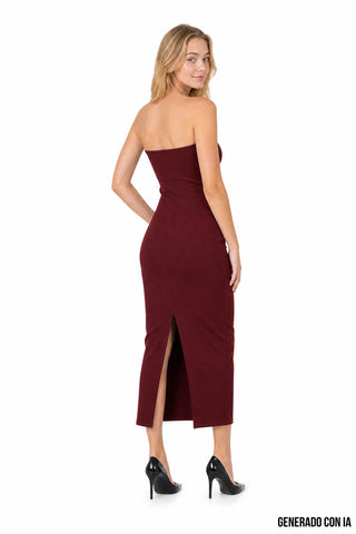 Vestido midi strapless
