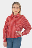 Camisa corta de manga larga a rayas