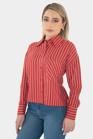 Camisa corta de manga larga a rayas