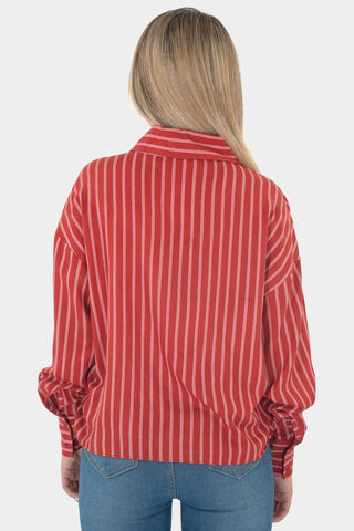 Camisa corta de manga larga a rayas