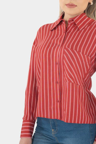 Camisa corta de manga larga a rayas