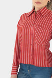 Camisa corta de manga larga a rayas