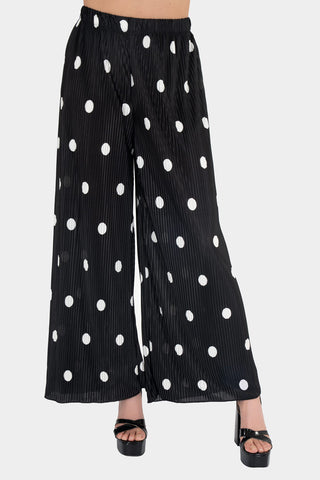 Pantalón  ancho drapeado con lunares