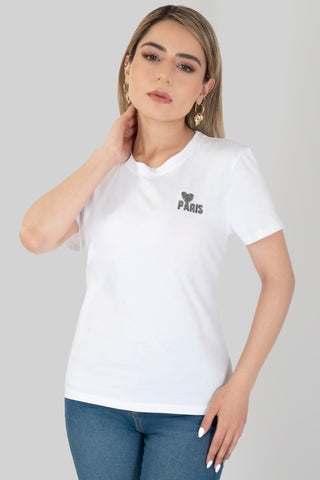 Playera de manga corta con aplicaciones