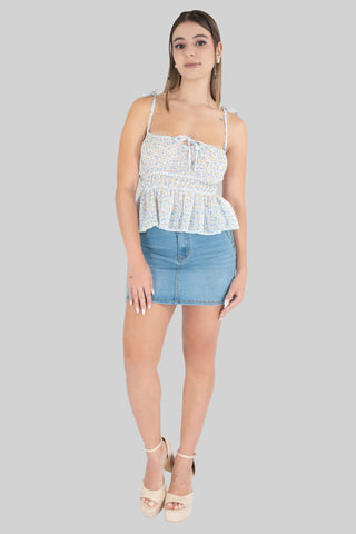 Blusa de tirantes floral con amarre