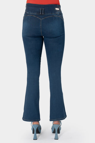 Jeans de tiro alto corte campana