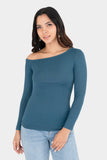 Blusa de manga larga con escote asimetrico