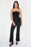 Conjunto de blusa strapless con legging