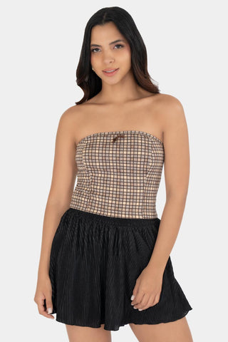 Blusa strapless a cuadros